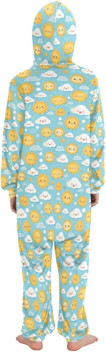 Unisex Pajamas Long Sleeve Hooded Loungewear Sleepwear for Christmas Home 4-14Y