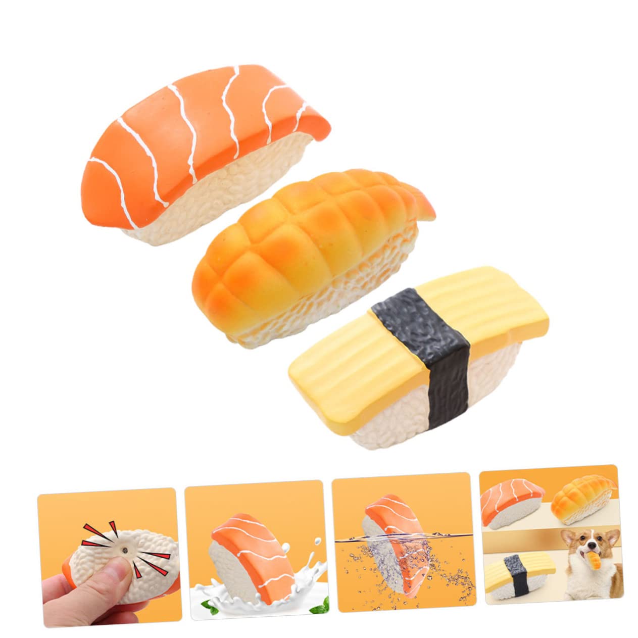 FRCOLOR 9piezas Juguetes De Masticación para Perros Juguetes Interactivos para Cachorros Diseño De Sushi Divertido Resistente y Limpieza para Jugar Casa