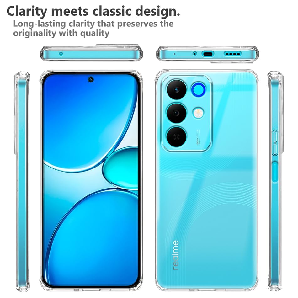Image of COVERBLACK Soft Rubber Silicon Clear Case Back Cover Compatible for Realme Narzo 90x 5G - Transparent