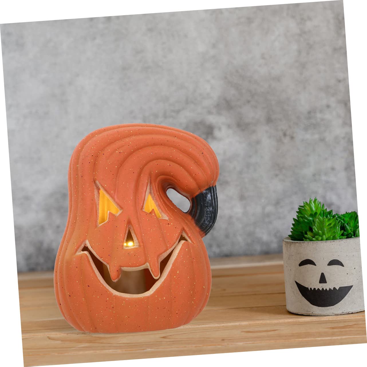 PRETYZOOM 1Set Halloween Pumpkin LED Light Spooky Tabletop Decor for Halloween Party Includes Straight Pumpkin Curved Pumpkin LED Lights Batteries Not Included