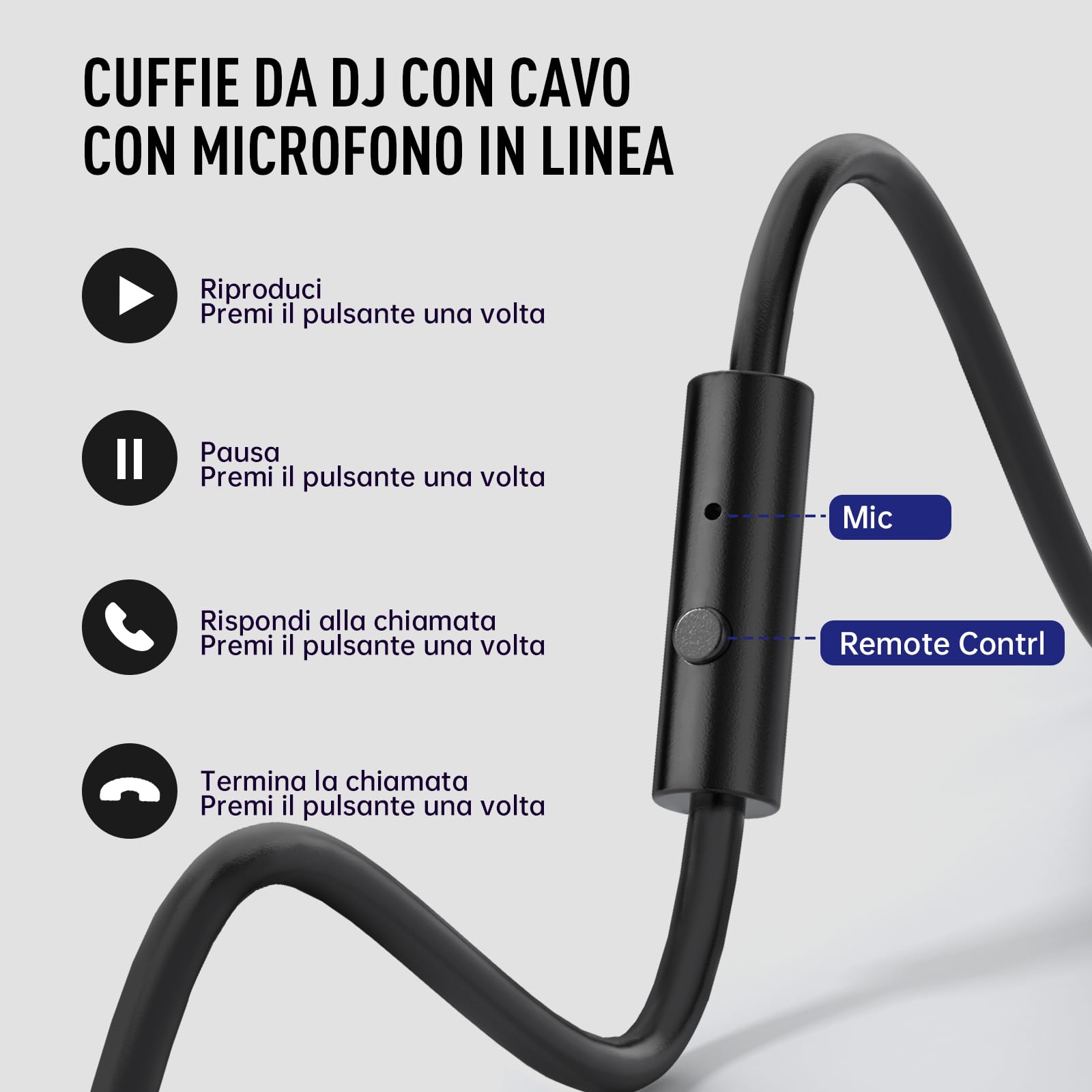 EKSA Cuffie Over Ear Jack 3,5 mm e 6,35 mm, per Registrazione, Mixaggio, Monitoraggio in Studio, DJ, Chitarra,Podcast, Cellulare, PC, Headset Cablate con Shareporte Microfono