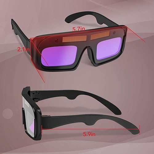 Miniatura 6 de Gafas de soldadura de oscurecimiento automático, gafas de seguridad con sombra 11, protección UV antiarañazos, color real, 2 sensores, gafas de