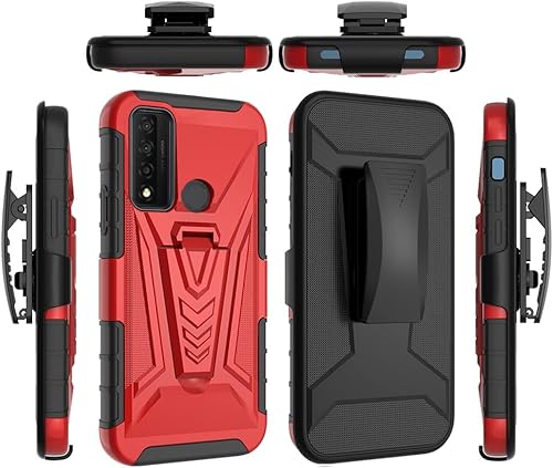 Miniatura 6 de Funda para Alcatel TCL 20 XE, TCL 20xe Funda de teléfono con clip para cinturón con vidrio templado Soporte incorporado, a prueba de golpes, funda