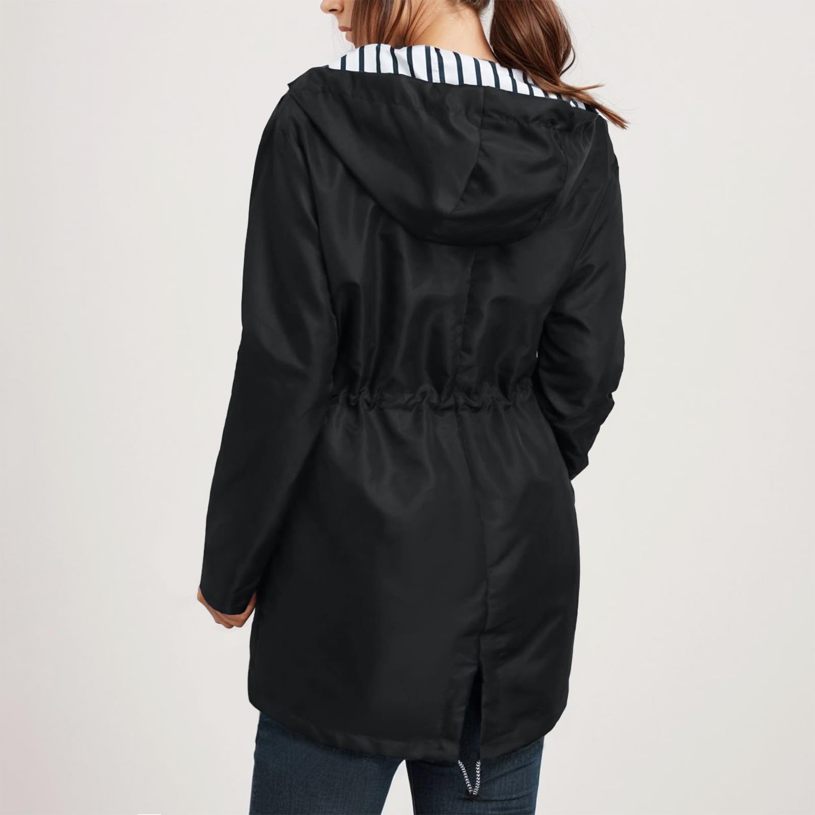 Giacca Antipioggia Impermeabile Donna, Giacca Antipioggia Donna Pioggia con Cappuccio Cappotto Antipioggia Antivento Oversize Ad Asciugatura Rapida Traspirante Trench Cappotti Giacca Pioggia Outdoor