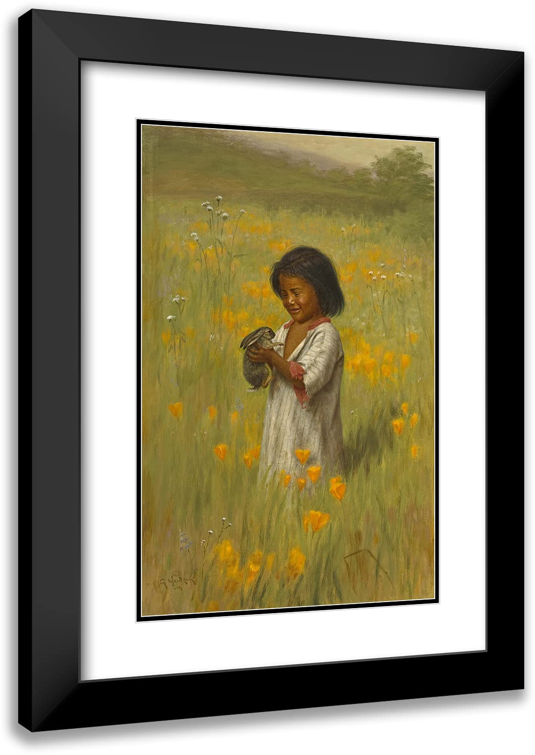 ArtDirect Grace Carpenter Hudson 17x24 Black Modern Frame and Double Matted Museum Art Print Titled - Jack Rabbit (He-Ko-Ko) Culin (1919)