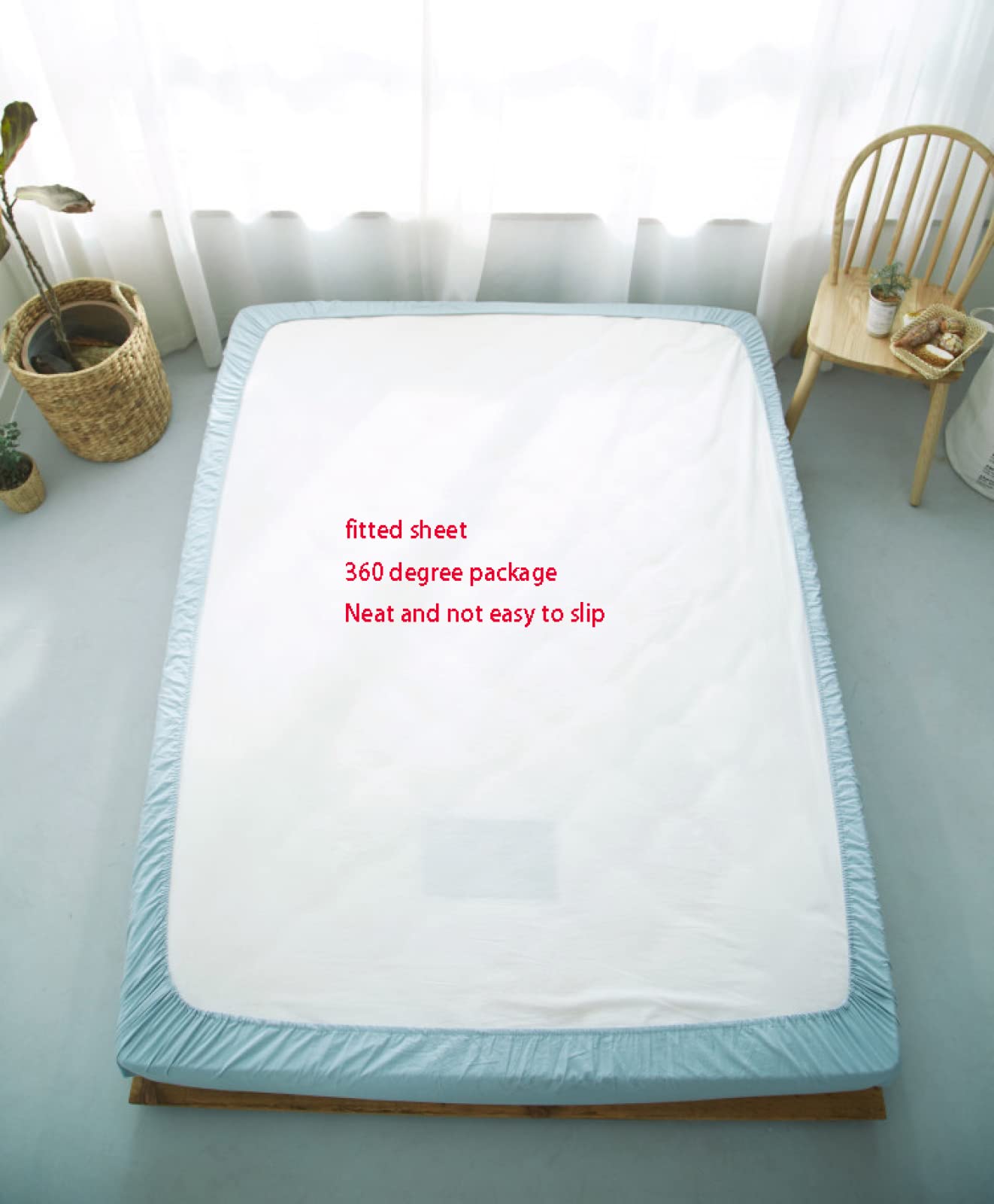 Matratze mit Gummiband, einfarbig, gewaschene Baumwolle, tiefe Taschen-Bettwäsche, kariert, Matratzenauflage für Schlafzimmer, Gästezimmer, kariert, rot, 150 x 190 cm + 25 cm