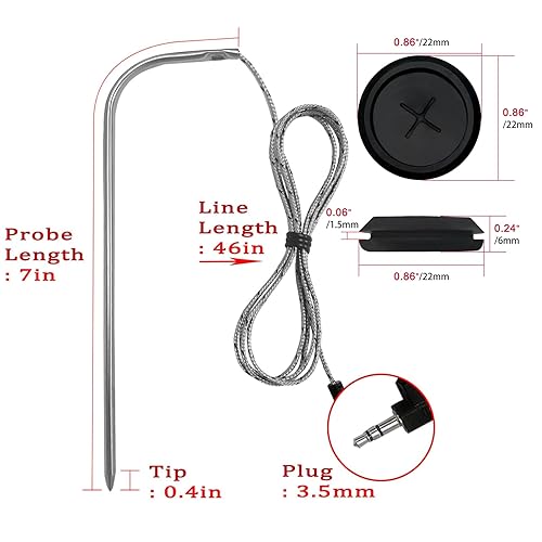 Miniatura 3 de Sondas de carne de repuesto para parrilla de pellets de madera Traeger, paquete de 2 sondas de termostato digital impermeables para barbacoa de alta