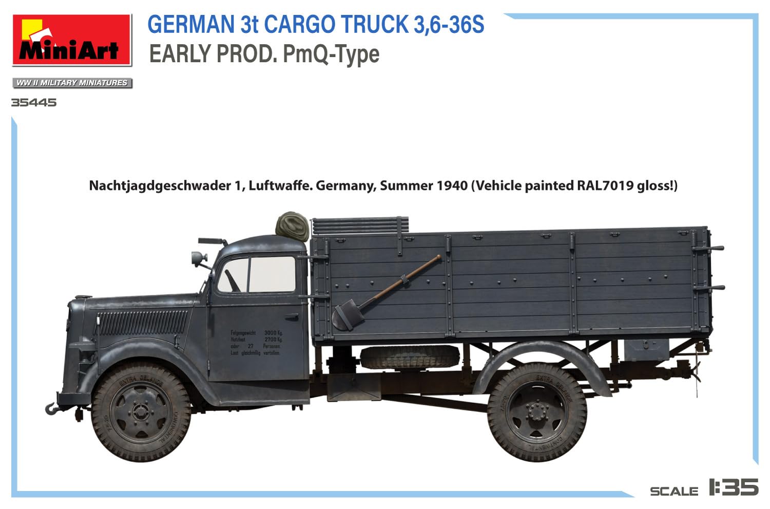 MiniArt 35445 1:35 Dt. 3t Cargo Truck früfrühen Prod. - Reproducción fiel de maquetas, fabricación de maquetas, kit de plástico, manualidades, afición, pegado, maqueta, montaje, sin pintar