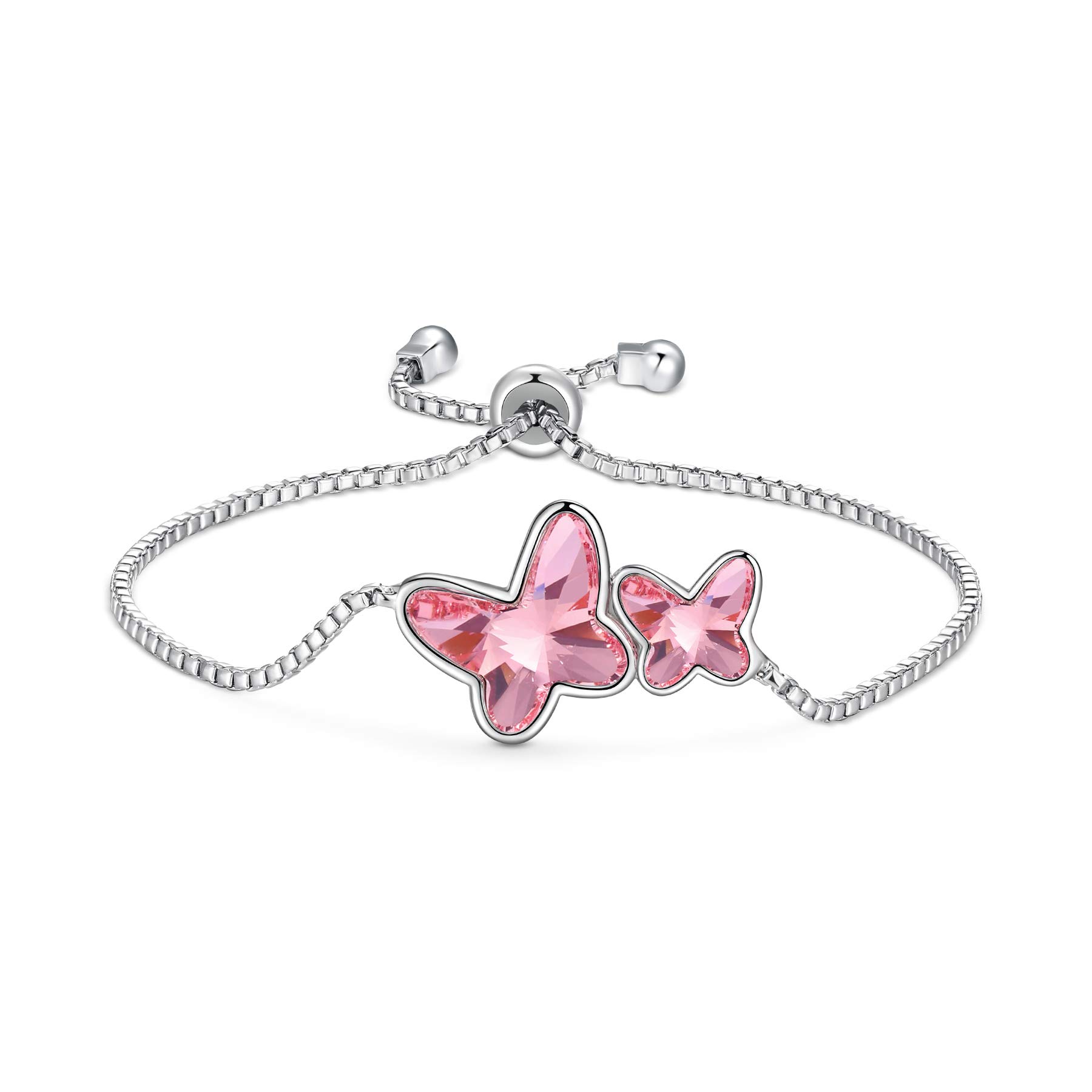 T400 "Dream Chasers 925 Sterling Silver Butterfly Bangle Bracelet Made with Crystal Love Gifts for Women