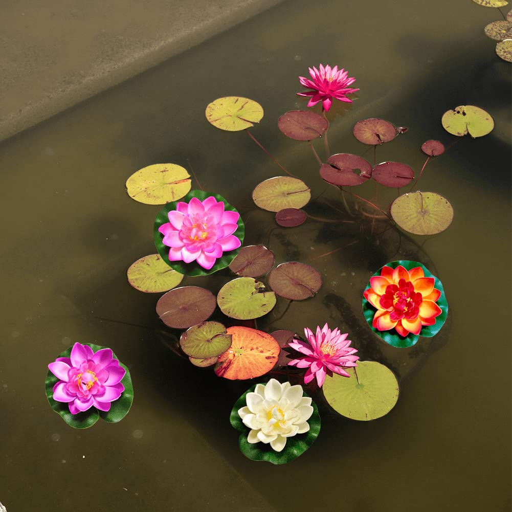 Lot 4 Nénuphars Flottants Artificiels En Mousse - Décoration Étang, Piscine Et Bassin