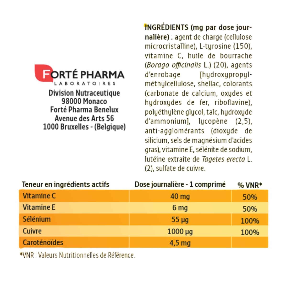 Forté Pharma - Expert Solaire Préparateur Intense 3P - Complement alimentaire bronzage 3en1 - Préparateur solaire Protège Prolonge - Sélénium, L-tyrosine, Caroténoïdes, Cuivre - 60 comprimés, 1/jour