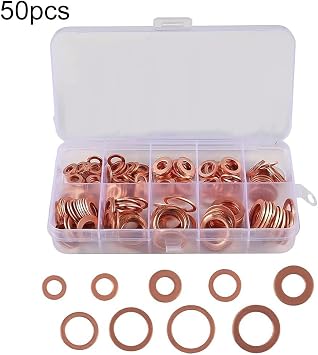 aluminum Metric Sealing Washers set, 50/100/120 pcs for Solid aluminum Washer Set Copper Flat Washer Gasket Assortment Kit Sump Gasket Crush Washer Assortment Hardware Accessories
