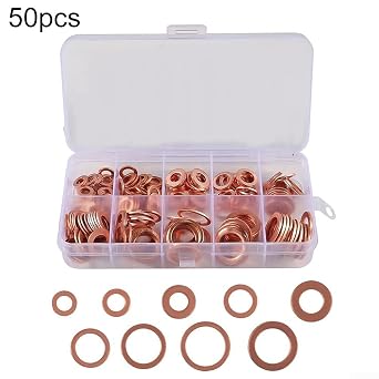 aluminum Metric Sealing Washers set, 50/100/120 pcs for Solid aluminum Washer Set Copper Flat Washer Gasket Assortment Kit Sump Gasket Crush Washer Assortment Hardware Accessories