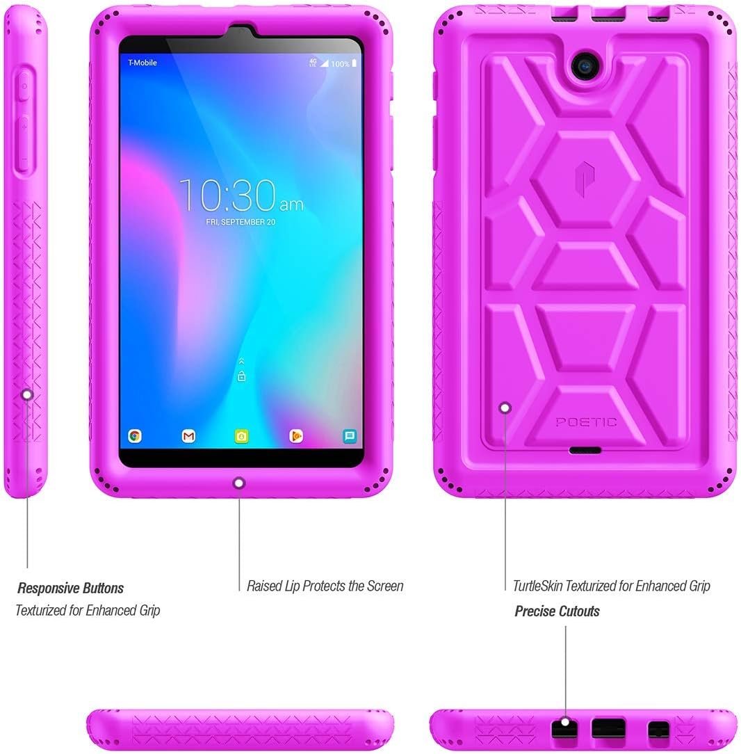 Poetic TurtleSkin Series Designed for Alcatel Joy Tab 8 Tablet case, Alcatel 3T 8 Tablet Case, Heavy Duty Shockproof Kids Friendly Silicone Case Cover, Purple