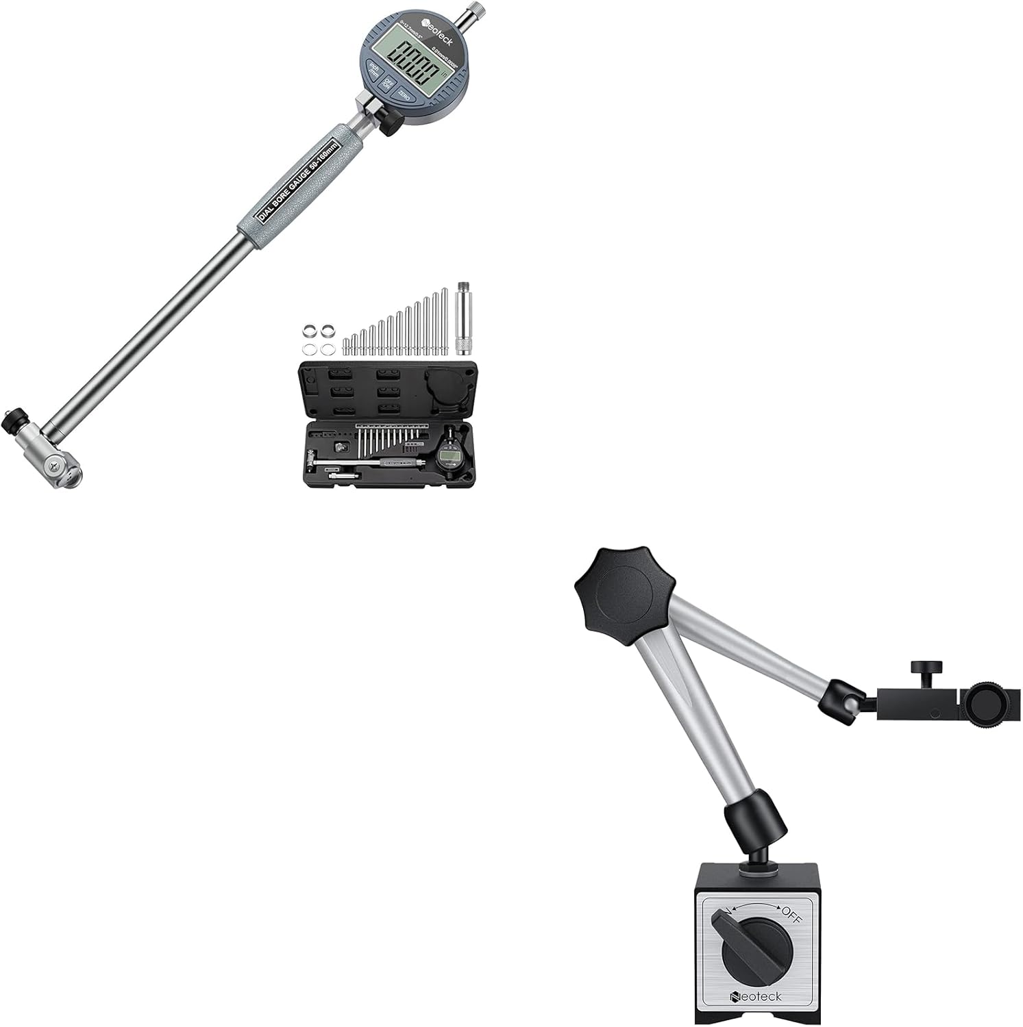Neoteck 2-6" Digital Bore Gauge Set + 176lbs Magnetic Base Stand