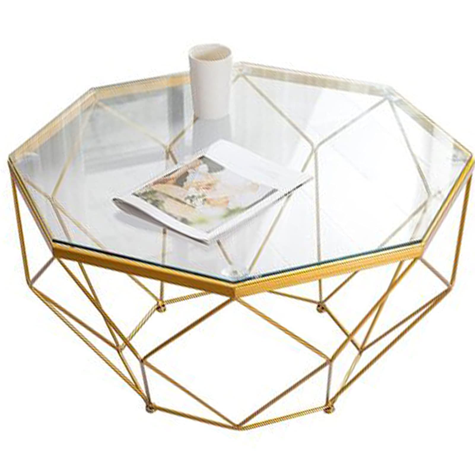 Table basse ronde petit appartement table nordique verre doré