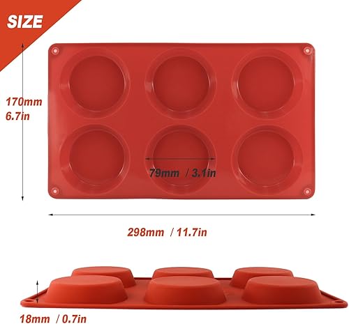 Miniatura 2 de Paquete de 3 moldes de silicona para huevos, 3 x 0.7 pulgadas, redondos, para magdalenas inglesas y desayunos, molde antiadherente reutilizable para