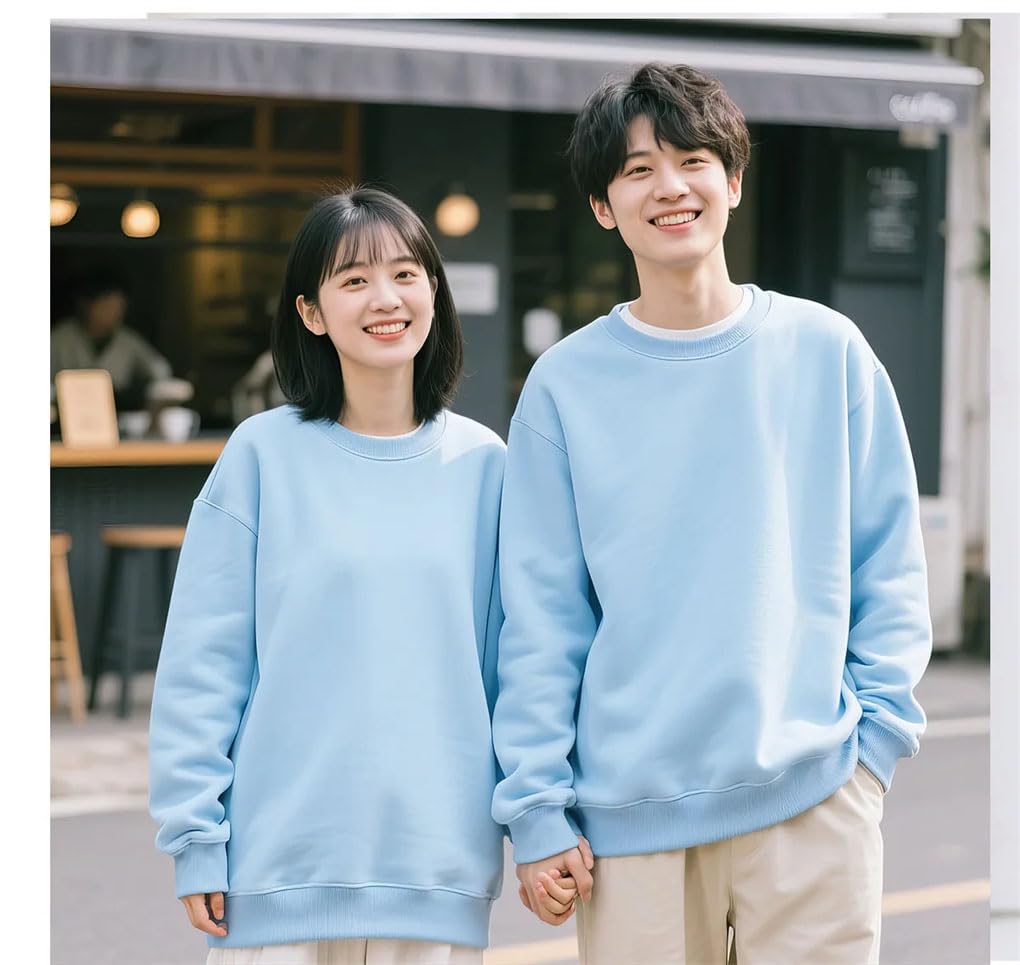 Jednolity kolor bluza z okrągłym dekoltem mężczyźni kobiety luźna cienka koszulka z długim rękawem oversize unisex odzież uliczna