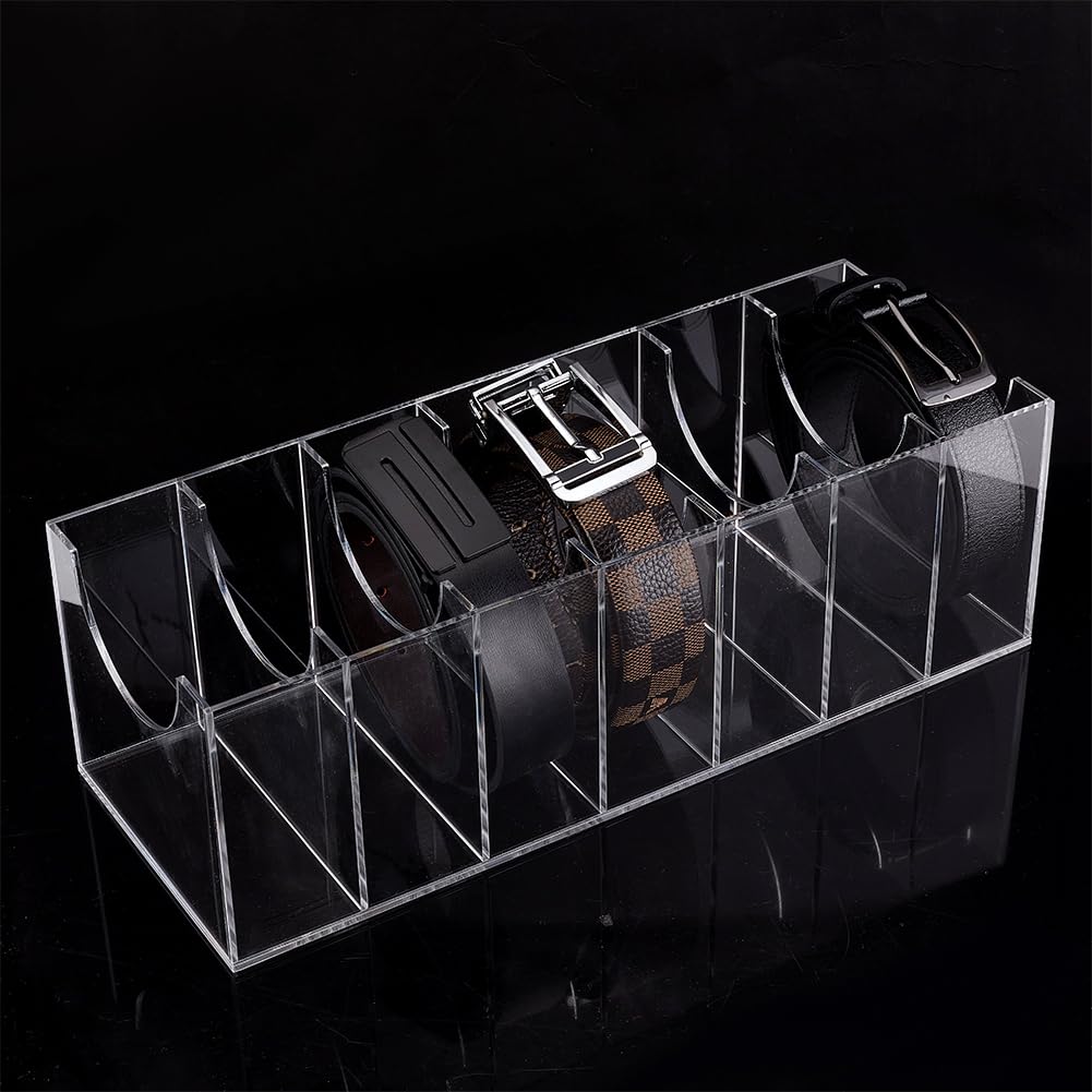 PH PandaHall Organisateur de Ceinture en Acrylique, 7 compartiment Présentoir de Ceinture Support de Rangement Vitrine Transparente pour Hommes Femmes Cravates Bijoux Montres Bracelets,37.5x14x12cm