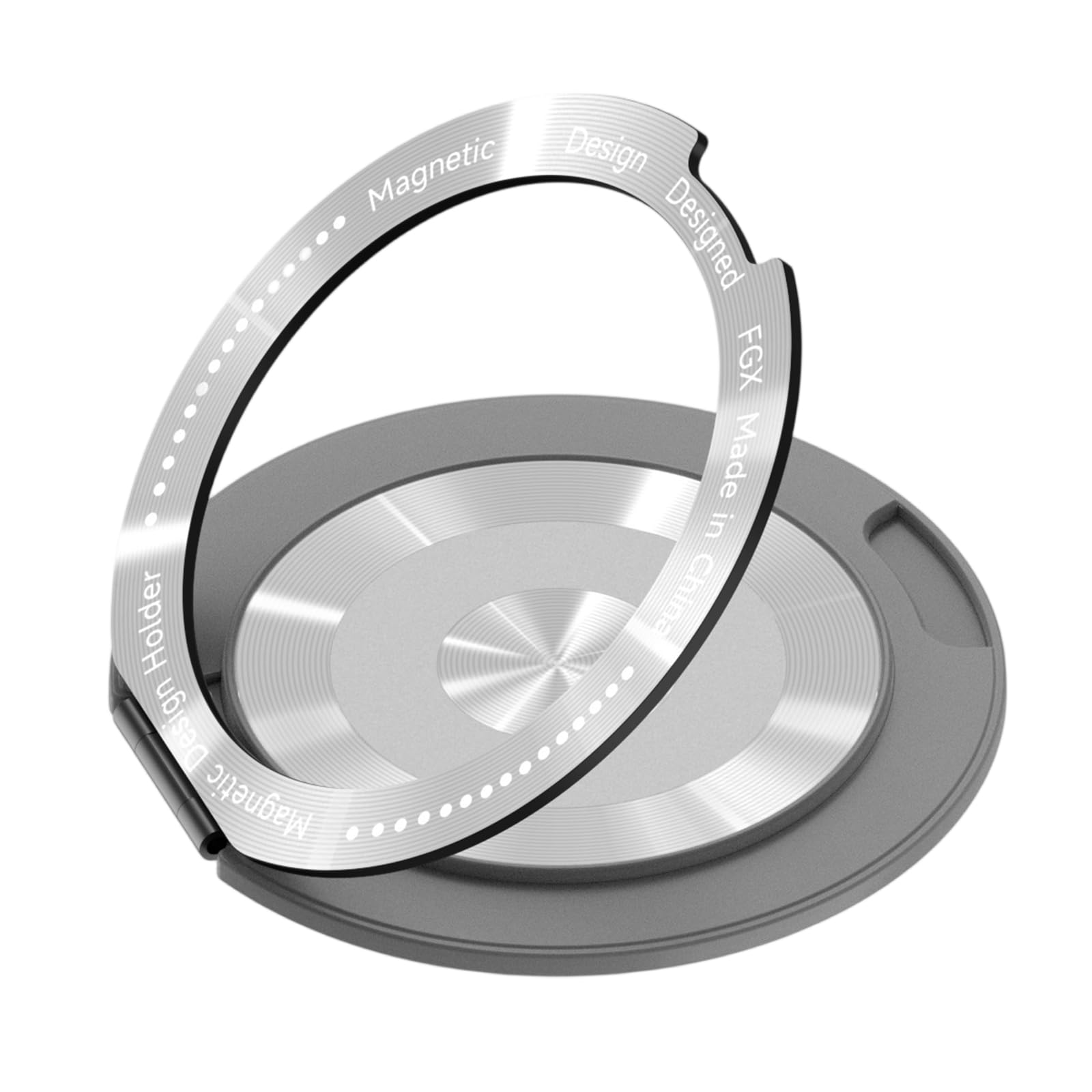 Magnetic Mobile Phone Ring Holder, Magnetic Accessory Ring Holder with Case, 360° Rotation, Universal Phone Grip, Grey