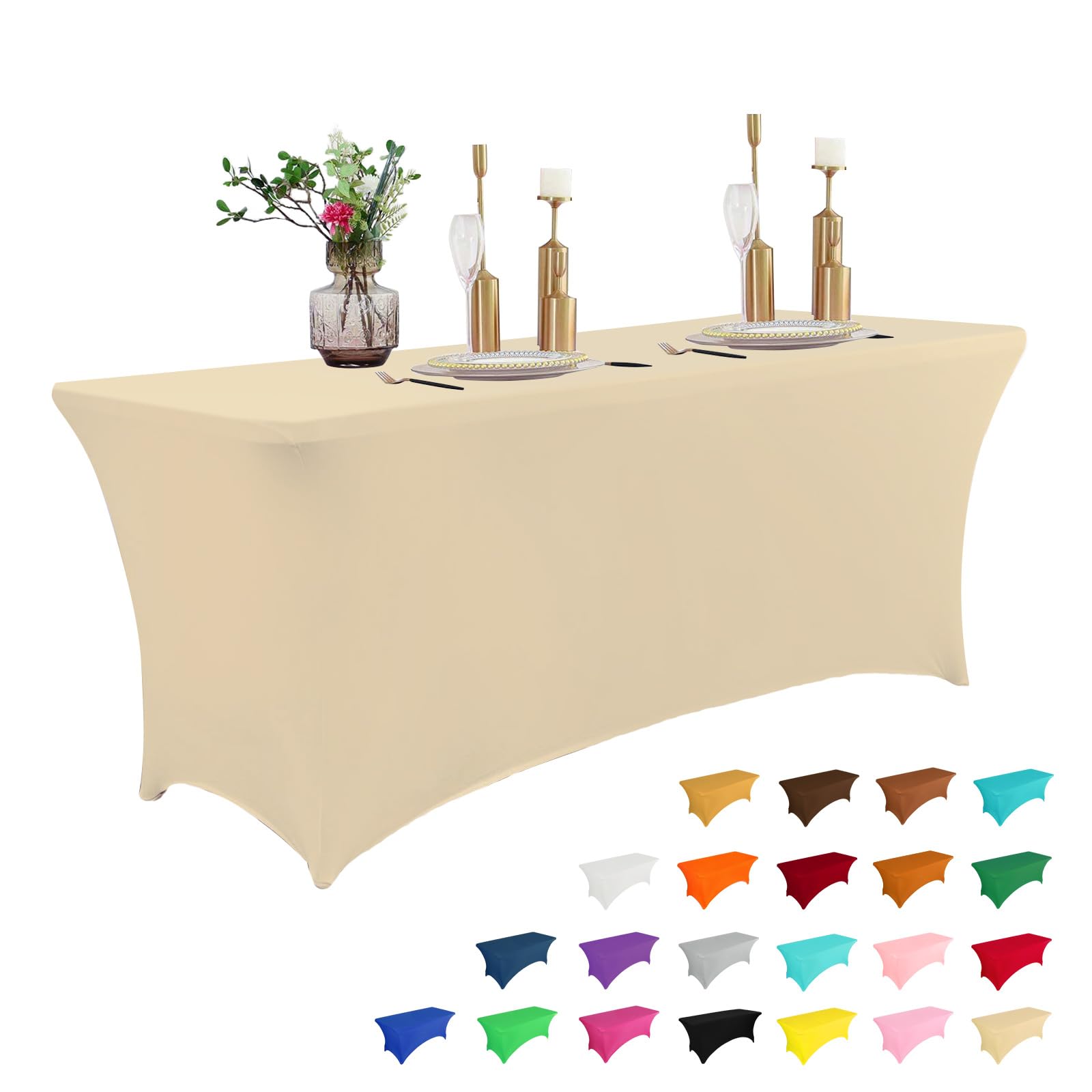 Nappe événementiel Professionnelle Nappes Ajustées Élasthanne - Lot De 2, Dos Ouvert, 183x76cm - Mariage, Événements, Banquets - Blanc Nappes Dos Ouvert