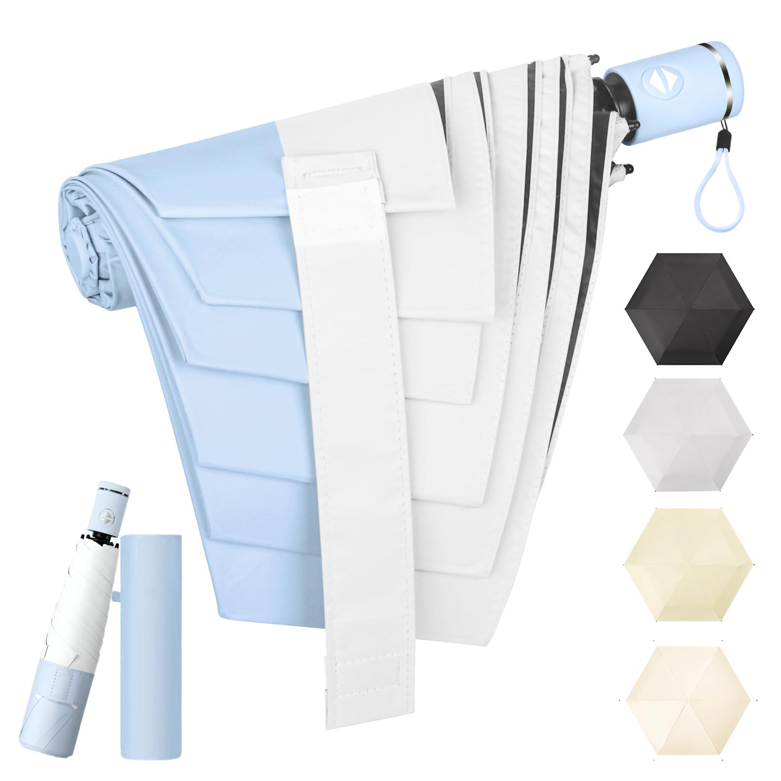 SEMTIM 【1 Second Folding】Shape Memory Parasol, Folding Umbrella, Rain Umbrella, Lightweight 【JIS Certified UV Cut Rate 100% & Full Light Blocking】Automatic Open/Close, Suitable for Sun and Rain : Clot