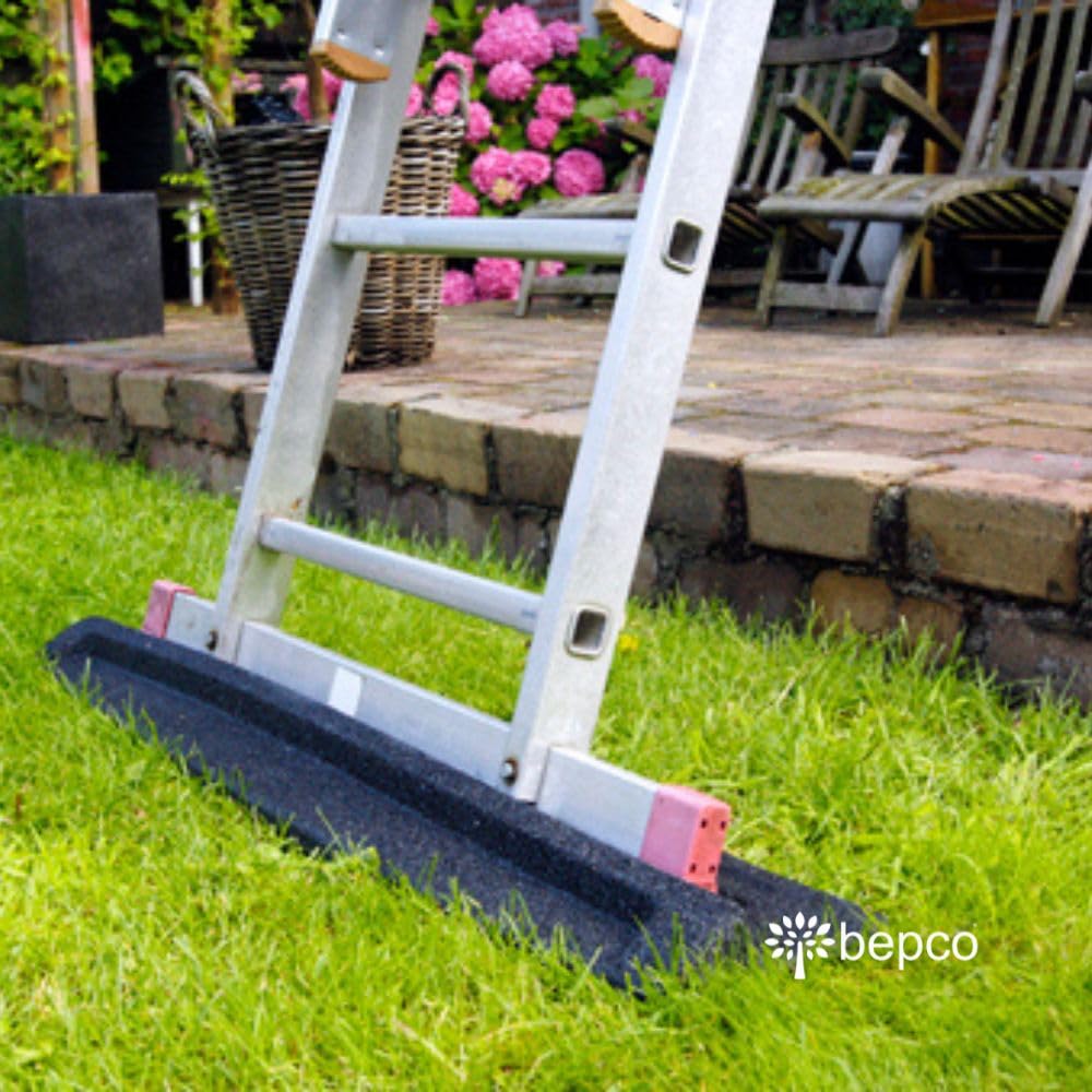 bepco Leitermatte - Antirutschmatte (LxBxH: 100 x 25 x 5 cm, Schwarz) - Leiterstandfuß, Leitersicherung aus 100% recyceltem Kunststoff, für sichere Leiterarbeiten ohne Wackeln/Wegrutschen