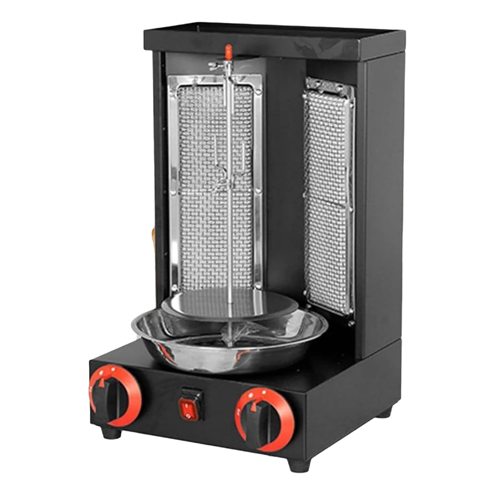Horno Asador Vertical A Gas, Horno Asador Gyro, Máquina De Gas para Kebab Doner, con 2 Quemadores, Capacidad De 13 Libras, con Bandeja De Aceite, para Reuniones Familiares Black