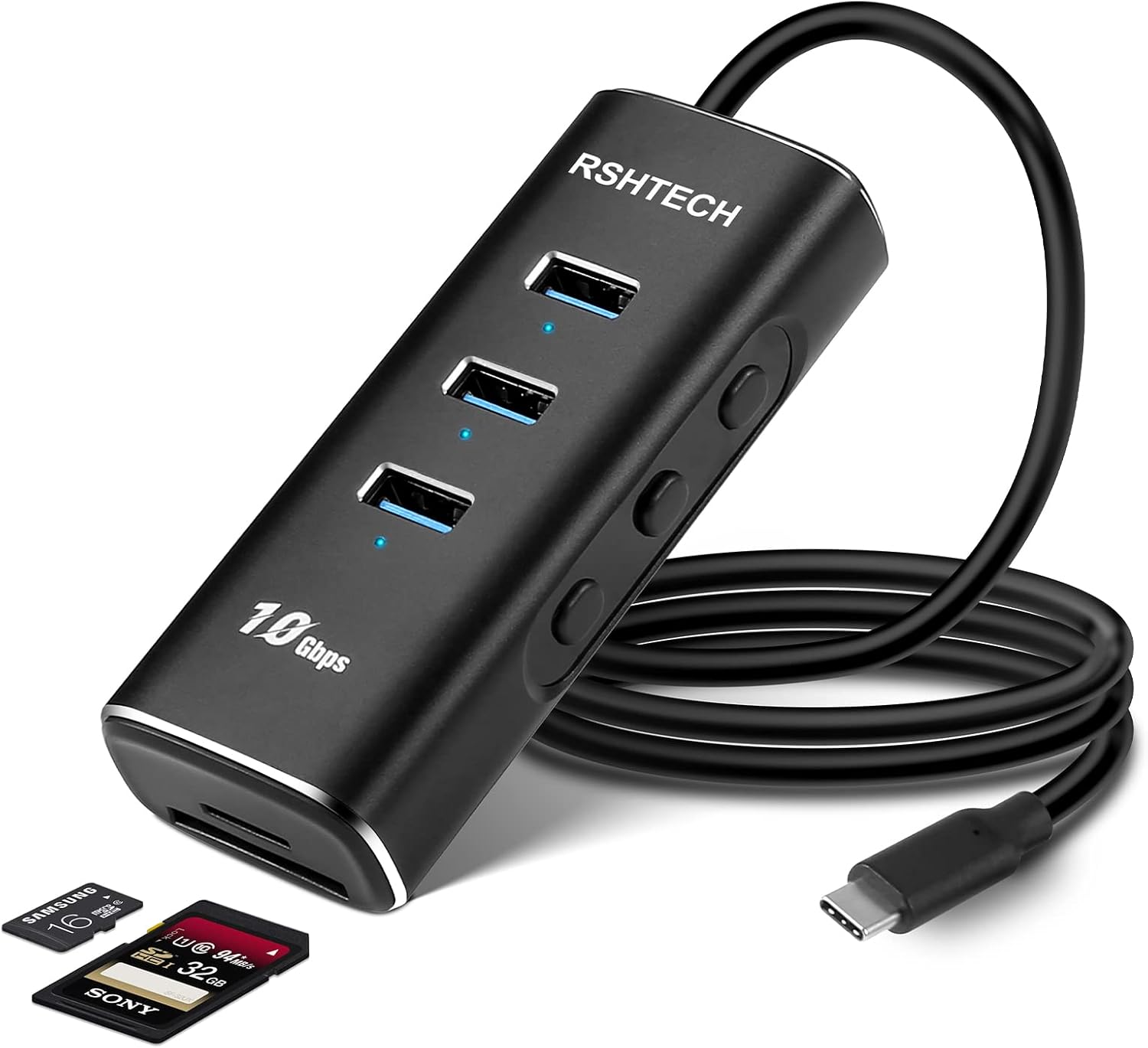 USB C Hub 10Gbps, RSHTECH 5in1 USB C Hub Multiport Adapter with 3 USB