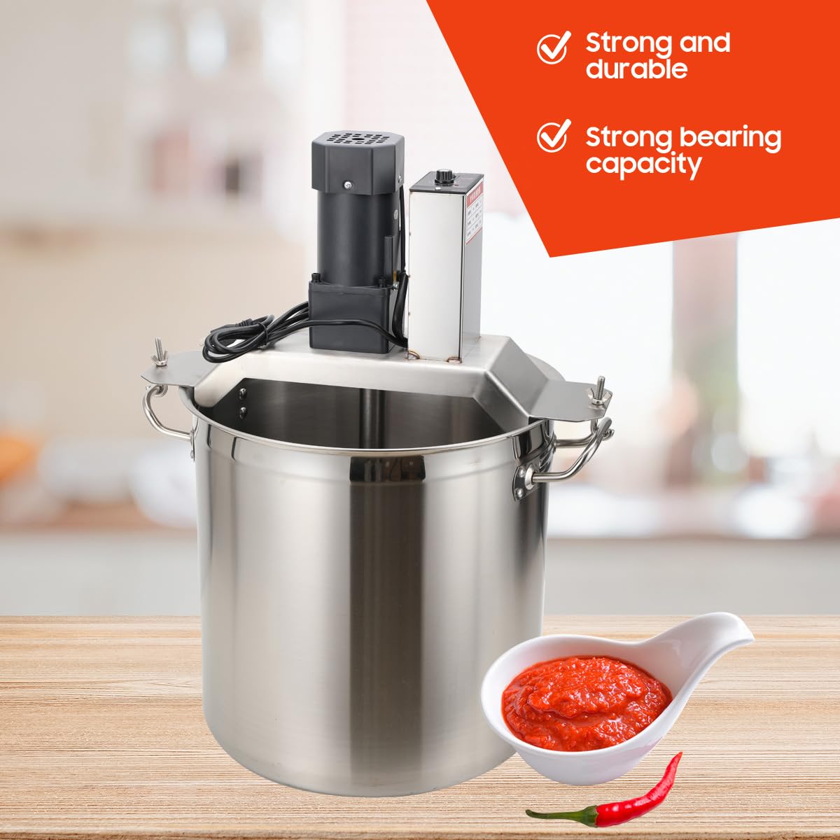 Atsoya Automatic Food Mixer, 110V 180W Stainless Steel Food Mixer, 40L Hot Pot Seasoning Bottom Soup Sauce Stirrer Frying Machine for Commercial Restaurant Food Factory Home Cooking