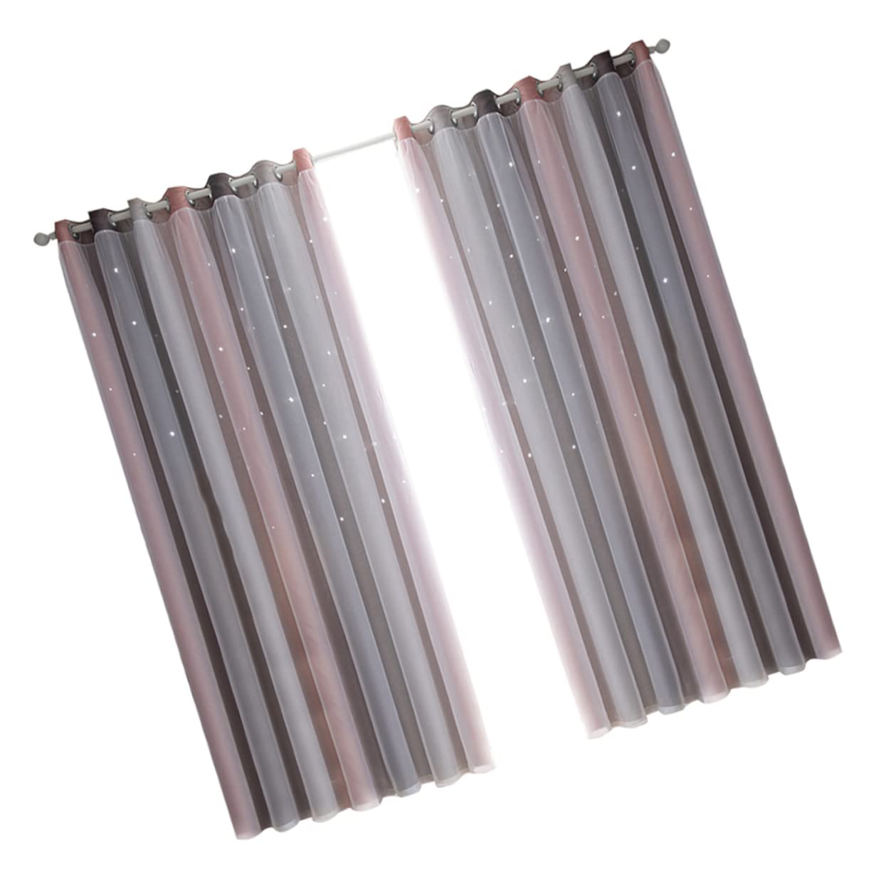 Rideaux occultants double couche polyester et tulle UKCOCO pour salon
