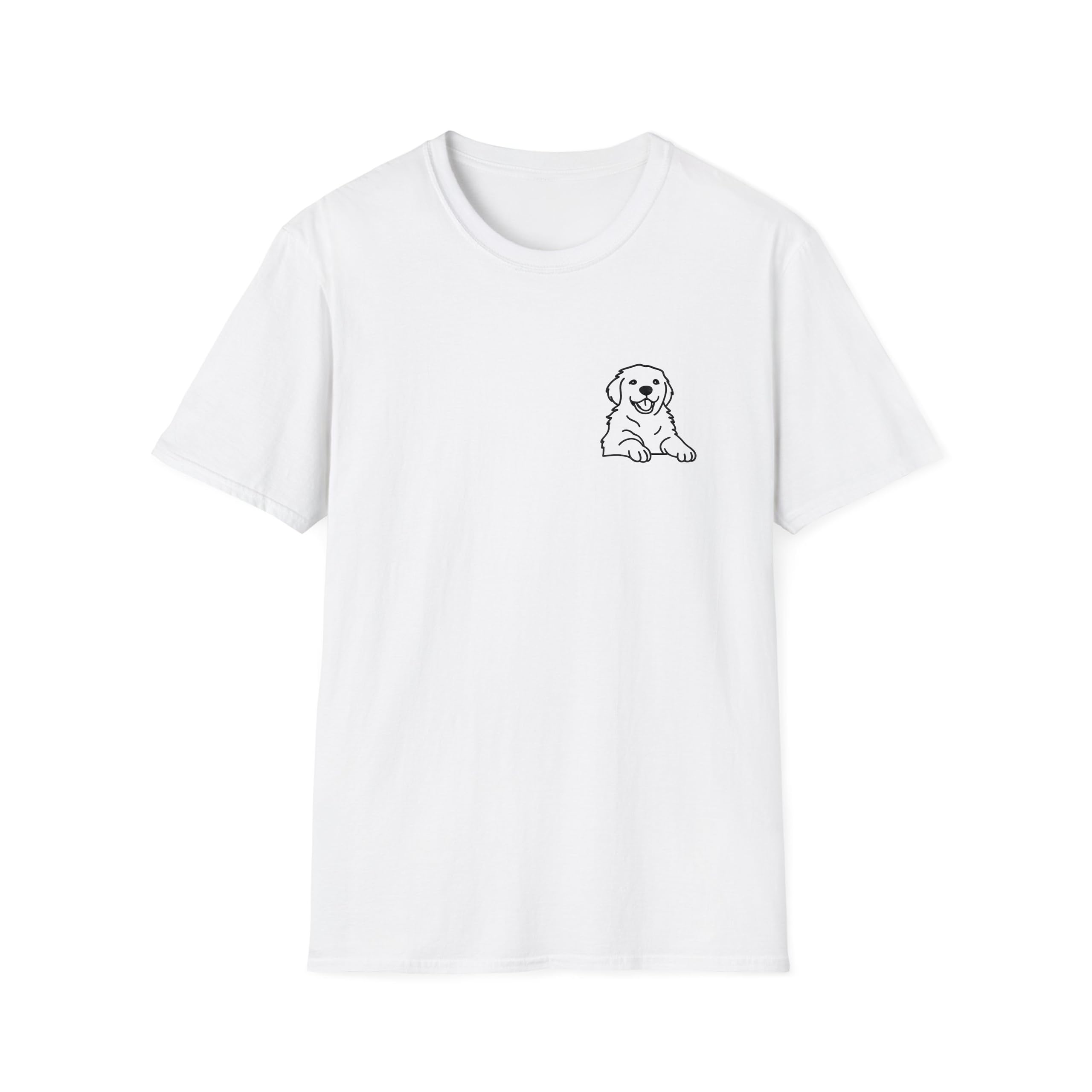 Personalised Pet Outline T-Shirt โ Custom Embroidered Dog or Cat Sketch from Photo, Unisex Tee Gift for Pet Lovers, Animal Portrait Memorial Shirt White