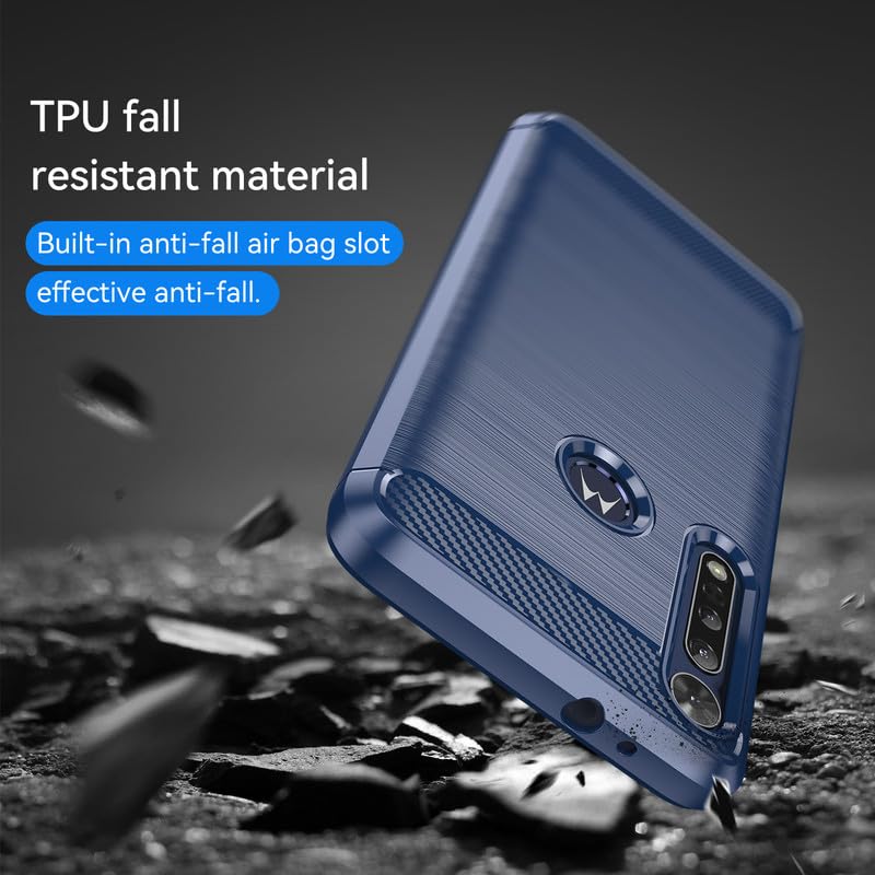 Image of Hybrid Carbon Fiber Back Case for Moto One Macro (Blue)