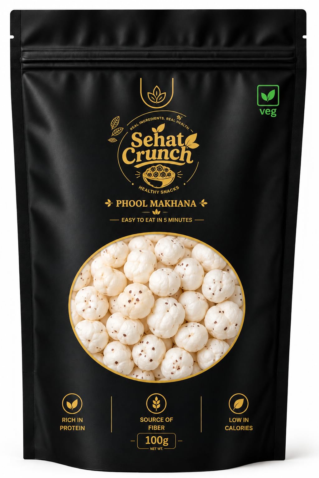 Sehat Crunch Premium Quality Makhana | 200 Gm | Rich in Calcium, Maintains Weight | No Preservatives-image-40