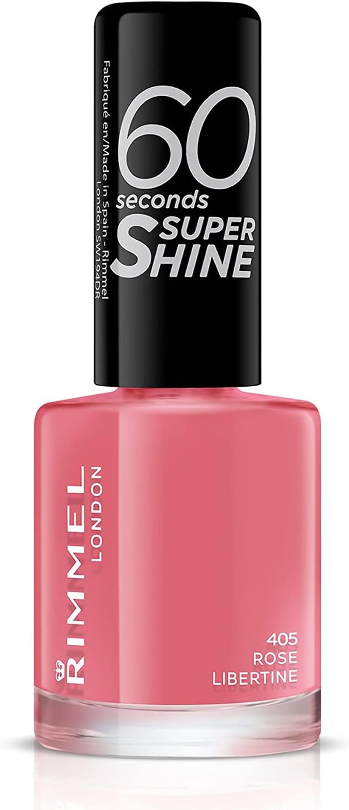 Rimmel 60 Seconds Super Shine Nail Polish, Quick-Dry Nail Polish, Ultra-Shiny Finish, Easy to Apply, Vibrant Colour, Long-Wearing, Clean and Improved Formula, Vegan