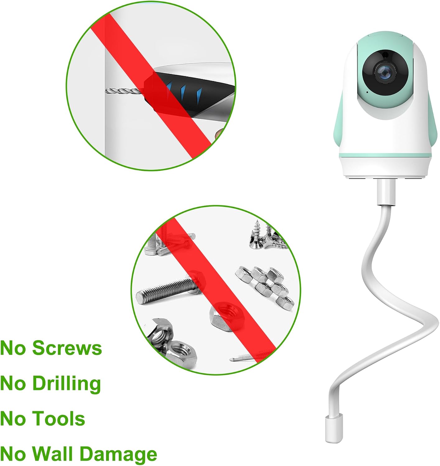 OKAIDI Baby Monitor Mount for OD8052/OD8051/OD8060/OD8050, Universal Baby Camera Holder, Baby Monitor Mount Camera Shelf, Baby Camera Stand, Baby Monitors Holder for Crib, Without Tools or Wall Damage