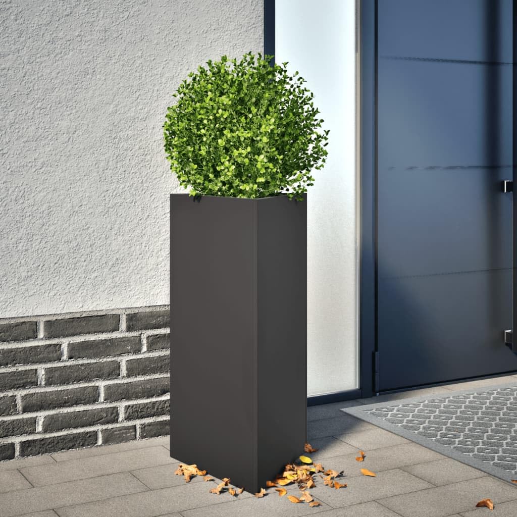 Vidaxl (Black, 40 X 34.5 X 70 Cm/ 1 Pcs) Garden Planters Outdoor Flower Pot Patio Planter Box Triangular Steel