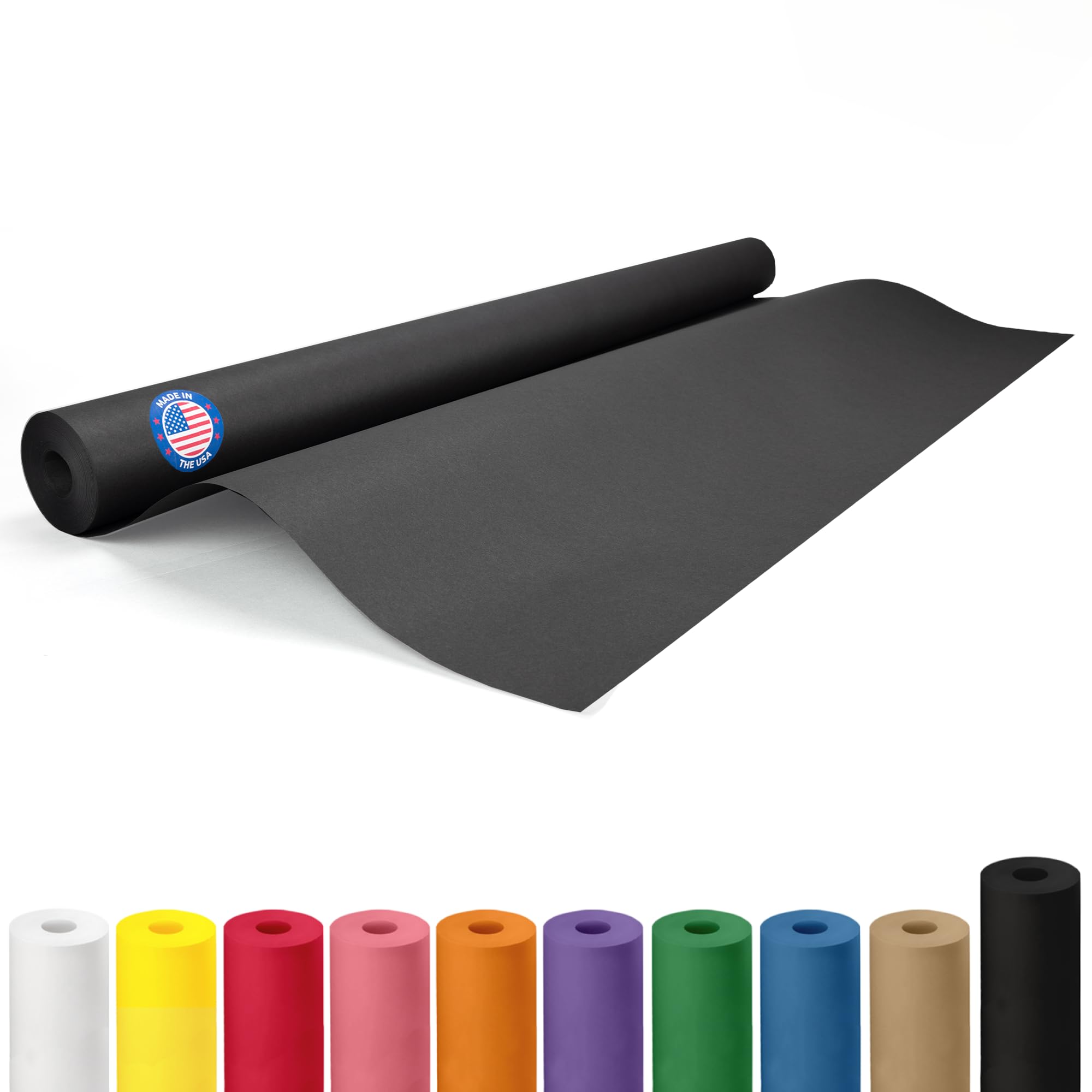 black paper roll 36" x 1200" (100 feet) - usa-made 50lb thick kraft paper for packing, moving, shipping, wrapping, crafts, arts, birthday party - 100% recycled gift wrap material by idl packaging