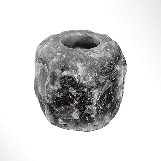 100% Himalayan Natural Therapeutic Rock Salt candle holder.Very Rare Pink,Grey and White salt Crystal tea light holder combination.Ideal Home decor Gift. (Himalayan Natural Grey Salt Candle holder)