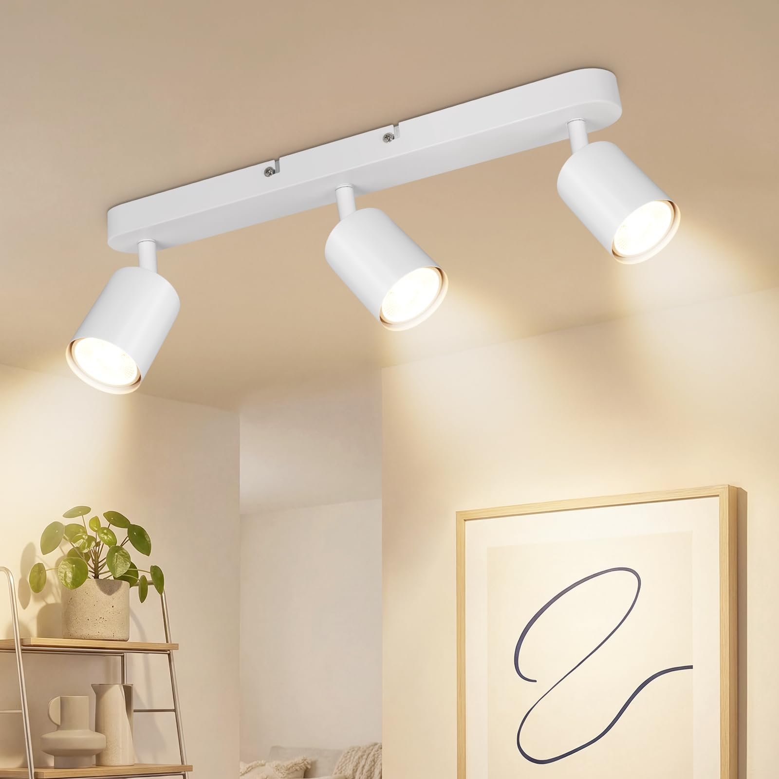 Dehobo Deckenstrahler LED 3 Flammig Schwenkbar 350° – GU10 Deckenlampe Spot Weiß Moderne für Wohnzimmer, Schlafzimmer, Küche – Ohne Leuchtmittel