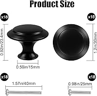 Vista 2 de Romeda Juego de 18 Piezas de Herrajes para Cajones - Pomos y Tiradores de 30mm en Negro para Cómodas y Cocinas con Tornillo