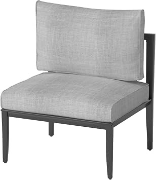 Modern-Depo Aluminum Outdoor Armless Chair Conversation Dining Chair with Waterproof Thick Cushions High Density Foam All-Weather for Balcony, Deck, Patio, Garden, Poolside, Backyard, Gray