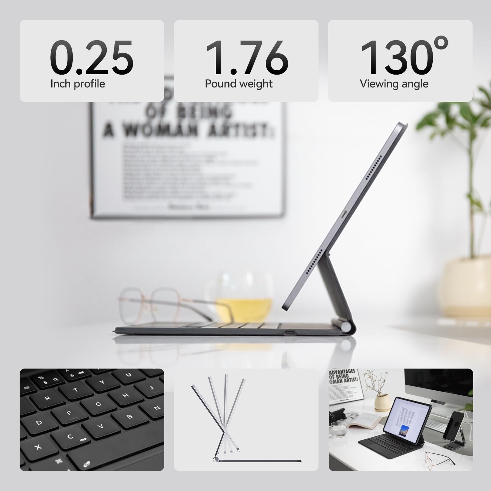 AUSDOM Magic-Style Keyboard Case for 2024 iPad Air 13(M2) and iPad Pro 12.9 (6th/5th/4th/3rd Gen), Magnetic Floating Wireless Backlit Rechargeable Bluetooth Keyboard with Multi-Touch Trackpad, Black — Amazon image 3
