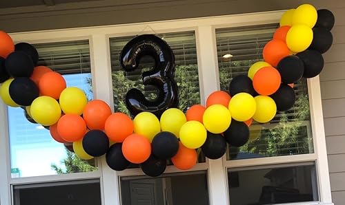 Miniatura 5 de Globos amarillos, negros y naranjas, paquete de 100 globos de látex de 12 pulgadas, decoración de cumpleaños, boda, baby shower, fiesta
