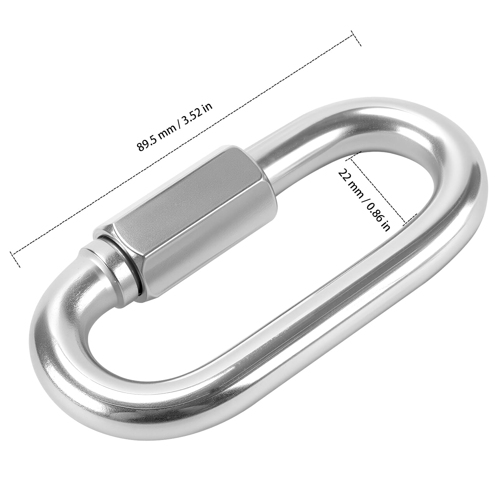 Lot de 4 mousquetons à visser M10 en acier inoxydable - Maillon de chaîne M10 - Charge maximale : 1000 kg - Mousquetons pour chaînes et applications industrielles