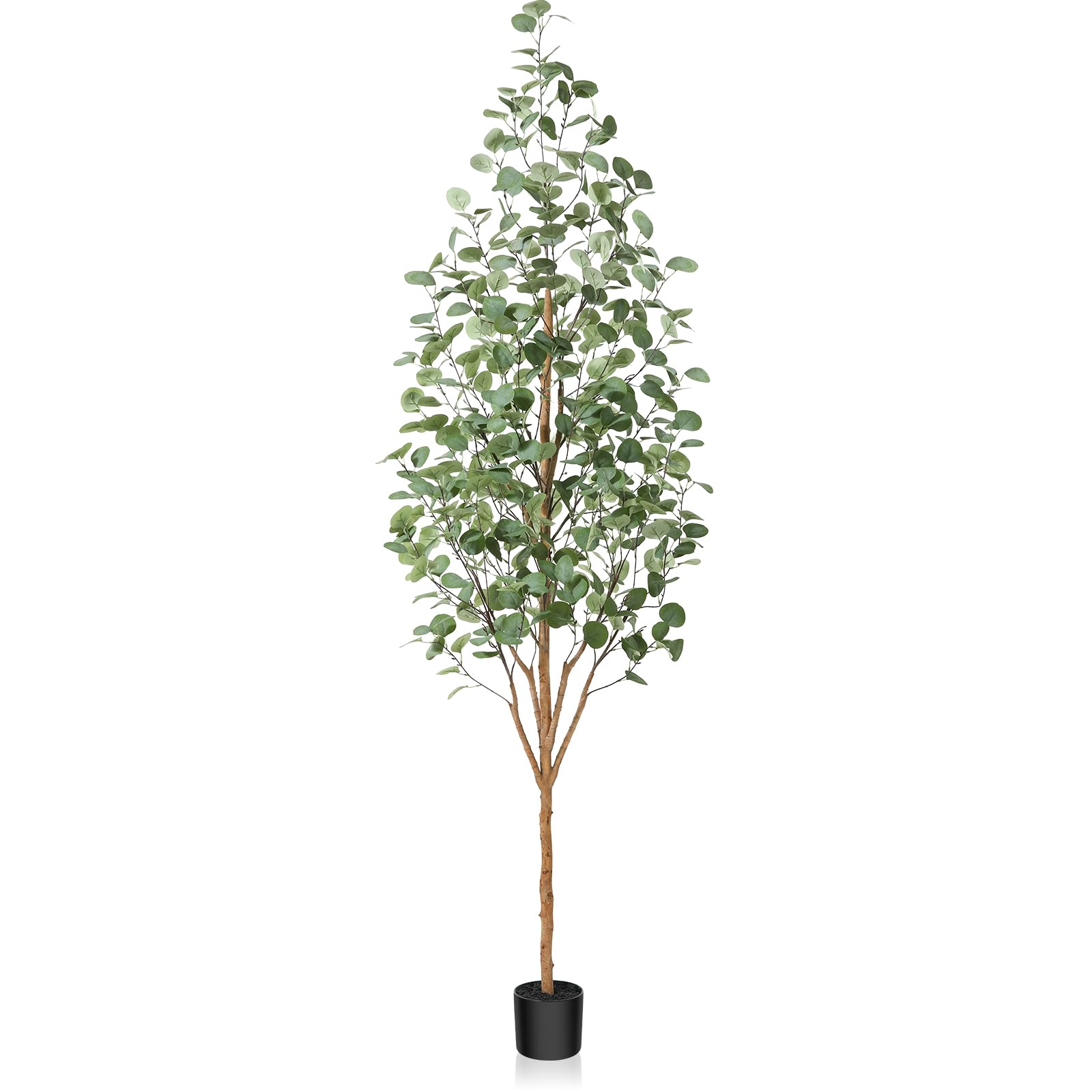 OAKRED Artificial Eucalyptus Tree 7ft, Tall Fake Eucalyptus Tree with Natural Wood Trunk and Silver Dollar Leaves, Silk Faux Eucalyptus Artificial Plants for Indoor Home Decor Office, 1Pcs