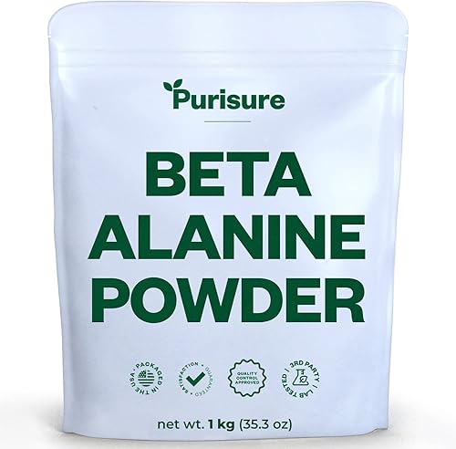 Purisure Polvo de beta alanina de 2.2 lbs, suplemento de preentrenamiento de beta alanina pura para energía sostenida, polvo de preentrenamiento de