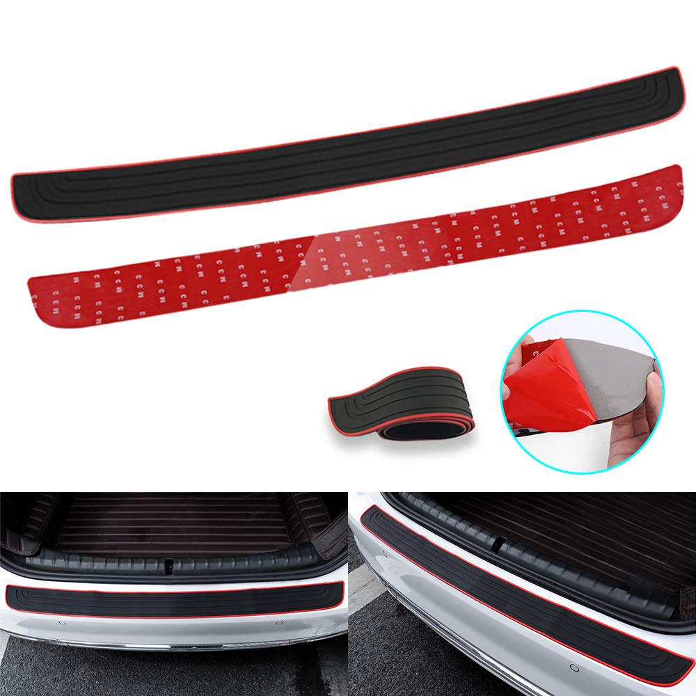 GZRUICARear Bumper Protector Guard Trunk Rubber Protection Strip Rubber Scratch-Resistant Trunk Door Entry Guards Car Accessory for SUV/Cars Universal Black with Full 3M Tape Pack-1 (35.43" 2.95")
