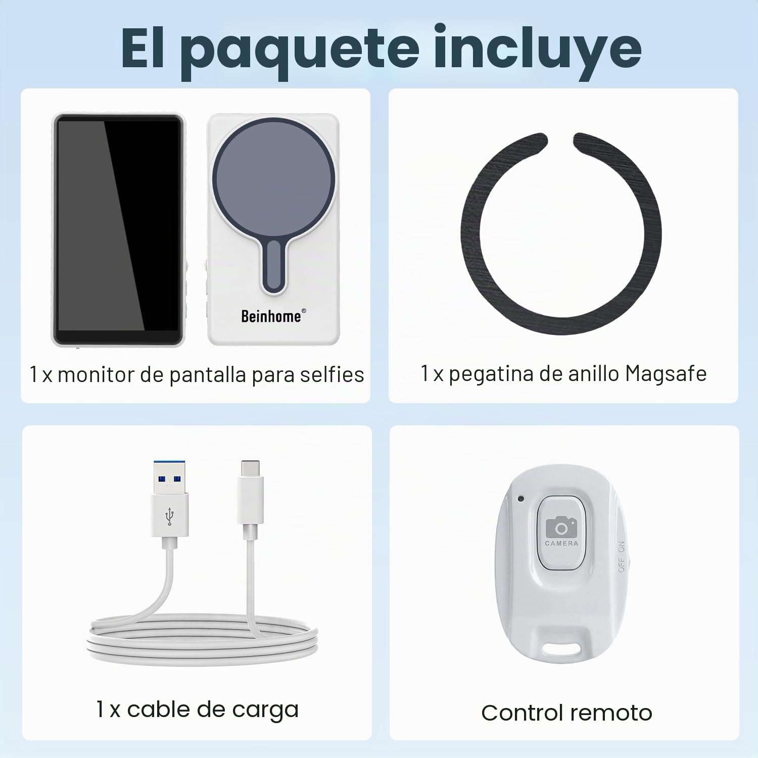 Pantalla Monitor Selfie Magnético 4K para iPhone y Android - Sin Retraso, con Altavoz Integrado, Compartición en Tiempo Real y Monitor Selfie 1080p, YouTube, TikTok, Transmisiones y Vlogs