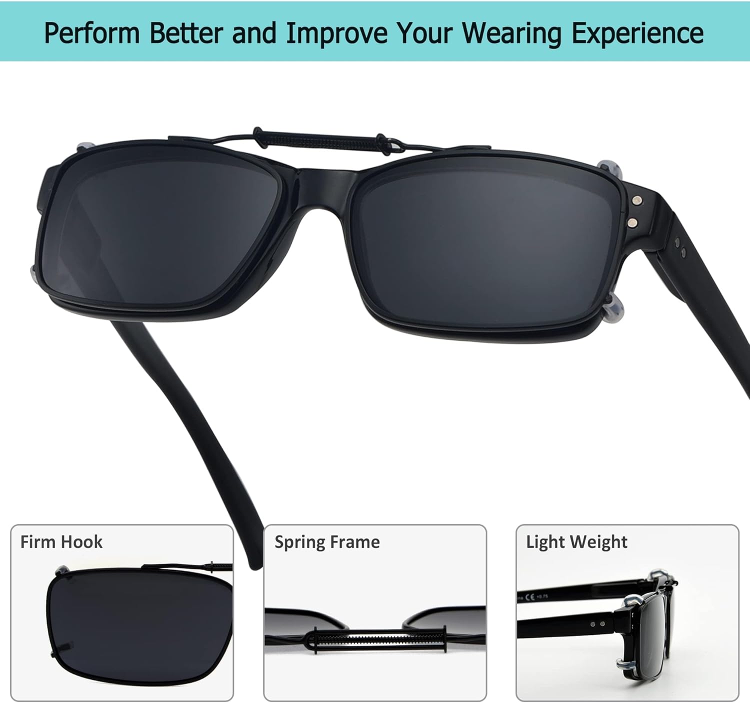 Easy clip Spring Polarized Clip On Sunglasses - Image 5